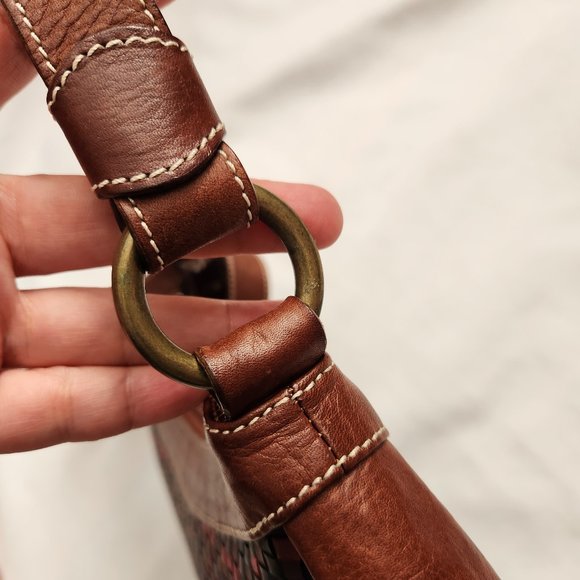 Vera Pelle Avorio Italy Leather Brown/ Multicolor Lady Crossbody/ Shoulder Purse - Picture 15 of 16